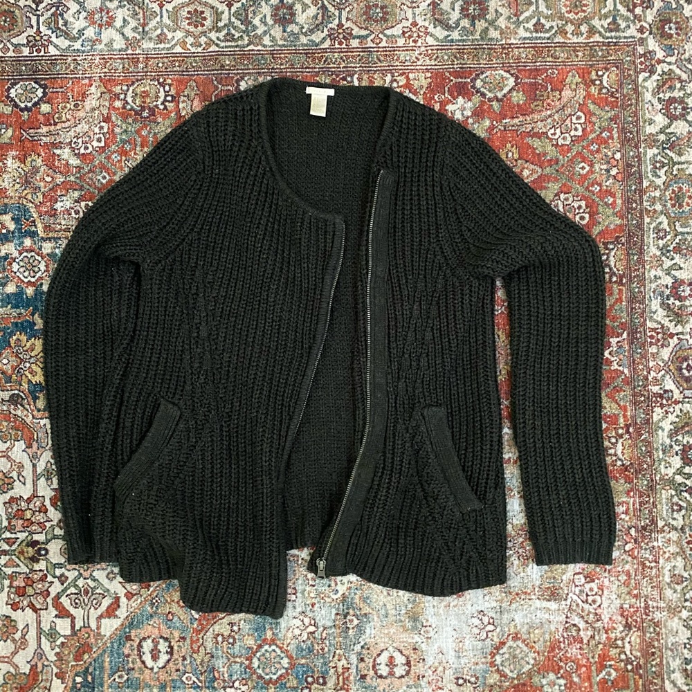 Knit jacket with zipper